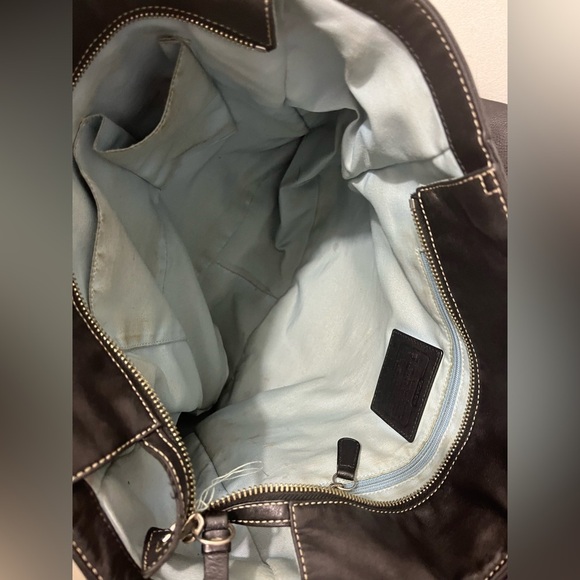 Coach Black Leather Tote with Silver Accents - Picture 7 of 7